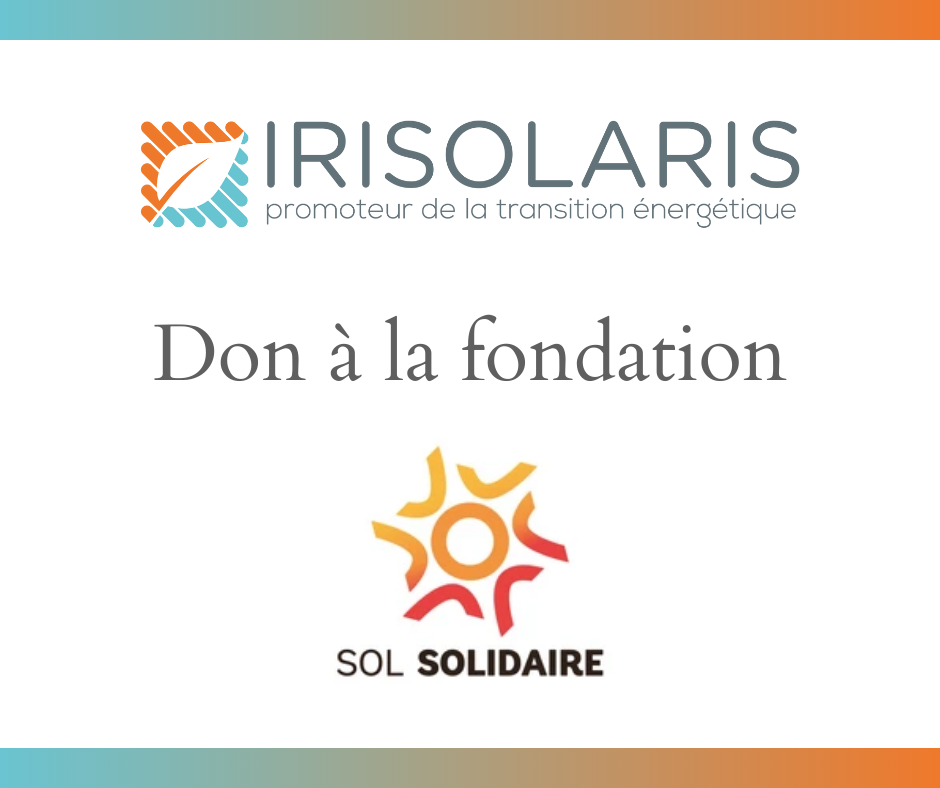 IRISOLARIS FAIT DON DE 30 000 euros à SOL SOLIDAIRE